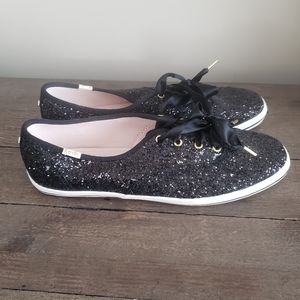 Kate Spade x Keds Black Glitter shoes 8.5 New